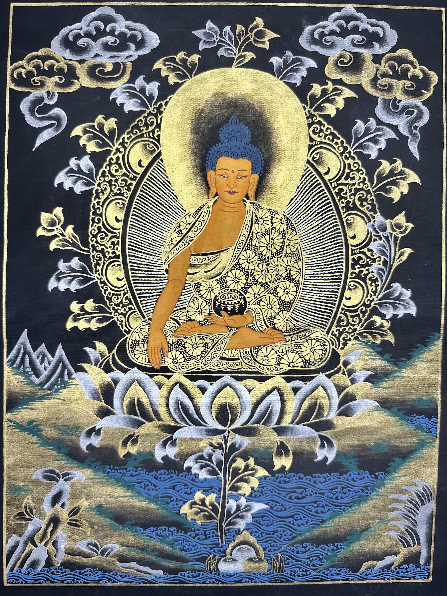 Amithabh Buddha Thangka – Golden