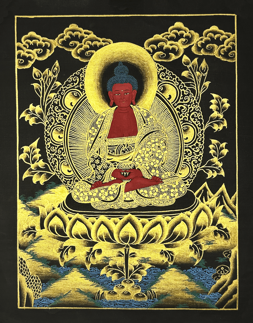 Amithabh Buddha Thangka – Golden